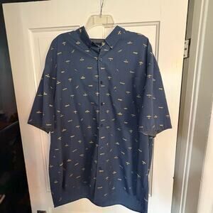 Adax Apparel Airplane Print Button Down Shirt 2XL